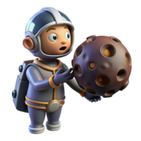Astronaut and Moon Rock in a Cosmic Adventure of Exploration png