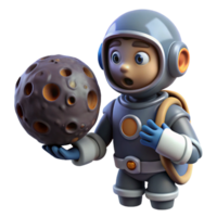 Astronaut and Cratered Moon - A dynamic depiction of an astronaut exploring a cratered moon capturing the essence of space adventure and discovery png