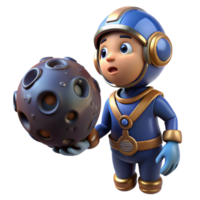 Astronaut Moon Rock A scene of cosmic exploration, featuring an astronaut navigating a moon rock in a digital universe. png