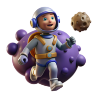 Astronaut Running on an Asteroid in a Cosmic Adventure of Exploration png