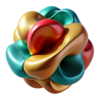 Abstract 3D Render Gold Teal Red Interwoven Forms png