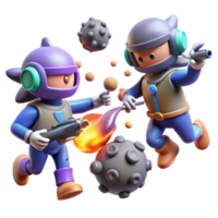 Space Explorers Asteroid Adventure in a Futuristic Three Dimensional Scene of Exploration png