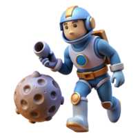 Astronaut Exploring Moon Craters in a Cosmic Three Dimensional Scene of Adventure png