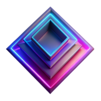 Neon Glow 3D Abstract Background Illustration of Stacked Squares png