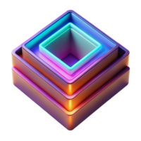 Abstract 3D Render of Nested Cubes with Neon Glow png