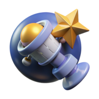 3D Render Star, Orb, Rotating Device A dynamic depiction of a star navigating a world of orbs and rotating devices, captured in a stunning three-dimensional render. png