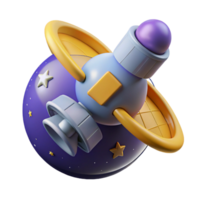 Cute Space Satellite 3D Render A playful depiction of a satellite navigating space, brought to life in a whimsical three-dimensional render. png