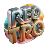Retro Style 3D Render of the Word Retro with Gradient Colors png