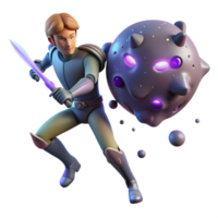 Knight Fights Cosmic Orb - A dynamic depiction of a knight fighting a cosmic orb capturing the essence of fantasy and intense action png