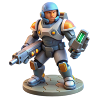 Space Trooper in a Three Dimensional Render with Futuristic Armor and Dynamic Action png