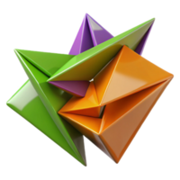 Abstract 3D Render of Interlocking Colorful Triangles png