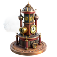 Steampunk Clock Tower Design in a Creative Three Dimensional Scene of Innovation png