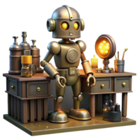 Robot in Workshop A dynamic depiction of a robot navigating a workshop, capturing the essence of innovation in a digital world. png