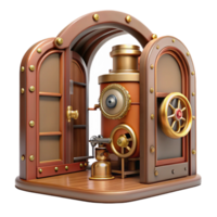 Steampunk Machine with Cogs, Gears, and Doors in a Creative Three Dimensional Scene png