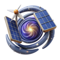 3D Render Solar Panels in Cosmic Galaxy Illustration png