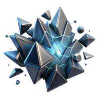 Exploding Metallic Geometric 3D Render Abstract Background png