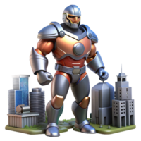 Giant Robot City Protector - A dynamic depiction of a giant robot protecting a city blending advanced technology with urban elements png