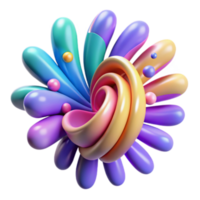 Abstract 3D Render Colorful Swirls and Spheres Graphic Design Element png