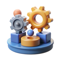 Abstract Gear System Design A conceptual 3D depiction of an abstract gear system, focusing on vibrant colors and dynamic design. png