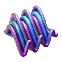 Abstract 3D Render of Wavy Lines, Iridescent Rainbow Colors, Fluid Design png