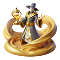 Wizard, Golden Sands, Hourglass A magical scene of a wizard navigating a world of golden sands and hourglasses, capturing the essence of enchantment in a digital world. png