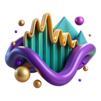Abstract 3D Render of Colorful Wave and Geometric Forms png