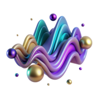 Abstract 3D Render of Flowing Waves and Spheres png