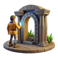 Fantasy Archway 3D Render - A mystical 3D render of a fantasy archway capturing its architectural beauty and magical elements png