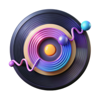 Abstract 3D Render of Colorful Circular Design with Vinyl Record Texture png