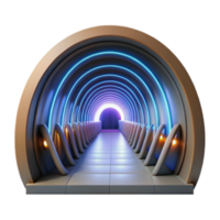 Futuristic Neon Tunnel 3D Render, Abstract Background Image png