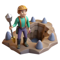 Miner in a Three Dimensional Model of Cave Exploration png