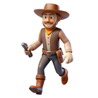3D Cowboy Running Animation A dynamic animation of a cowboy in motion, capturing the essence of adventure in a digital world. png