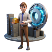 Secure Data Package Delivery in a Futuristic Three Dimensional Scene of Innovation png
