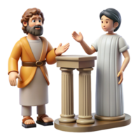 Ancient Figures by Columns - A historical depiction of ancient figures standing by columns capturing their cultural significance and architectural beauty png