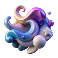 Whimsical 3D Render of Abstract Candy-like Forms with Pastel Colors and Star png