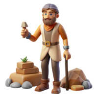 3D Cartoon Geologist with Rocks A playful 3D model of a cartoon geologist with rocks, showcasing their adventurous spirit and love for exploration. png