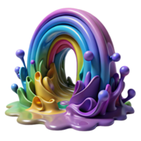 Rainbow Splatter 3D Render, Vibrant Colorful Abstract Background Illustration png