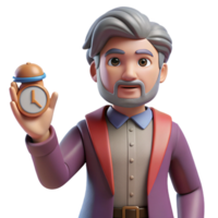 Time Management 3D Animated Guide A dynamic depiction of a guide navigating a world of time management, captured in a stunning three-dimensional animation. png