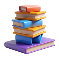 Stack of Colorful Books A vibrant 3D render of a stack of colorful books, capturing the essence of knowledge and creativity. png