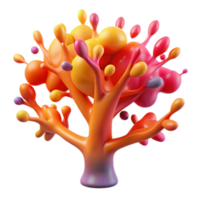 Vibrant 3D Render of Abstract Colorful Tree png