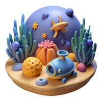 Undersea Submarine Adventure A dynamic depiction of a submarine navigating the undersea world, capturing the essence of adventure in a digital world. png