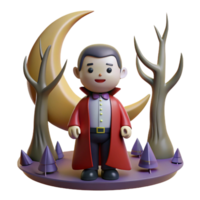 Cute Vampire in a Halloween Three Dimensional Render of Whimsical Design png