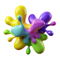 Vibrant 3D Render of Colorful Paint Splashes png