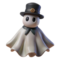 Ghost in Top Hat Three Dimensional Render in a Whimsical Scene of Enchantment png