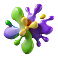 Vibrant 3D Render of Colorful Paint Splash Abstract Background png