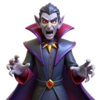 3D Cartoon Vampire Halloween Character - A whimsical 3D render of a cartoon vampire designed as a Halloween character capturing its playful and spooky appearance png