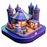 Fantasy Castle Shop 3D Render A magical scene of a shop navigating a fantasy castle, brought to life in a stunning three-dimensional render. png