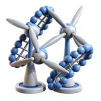 3D Render of Abstract Molecular Structure with Rotating Propellers png