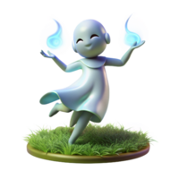 Joyful Sprite with Flames in a Whimsical Three Dimensional Scene of Enchantment png
