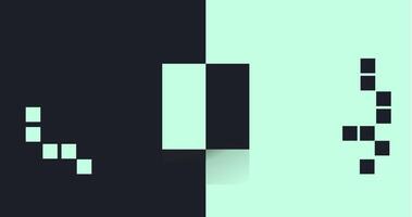 Minimalistic black and green pixel-like blocks arranged in a structured form vector